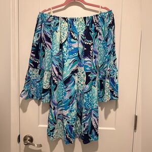 Lilly Pulitzer Nevie Off The Shoulder Dress Alotta Colada 30763 Small
